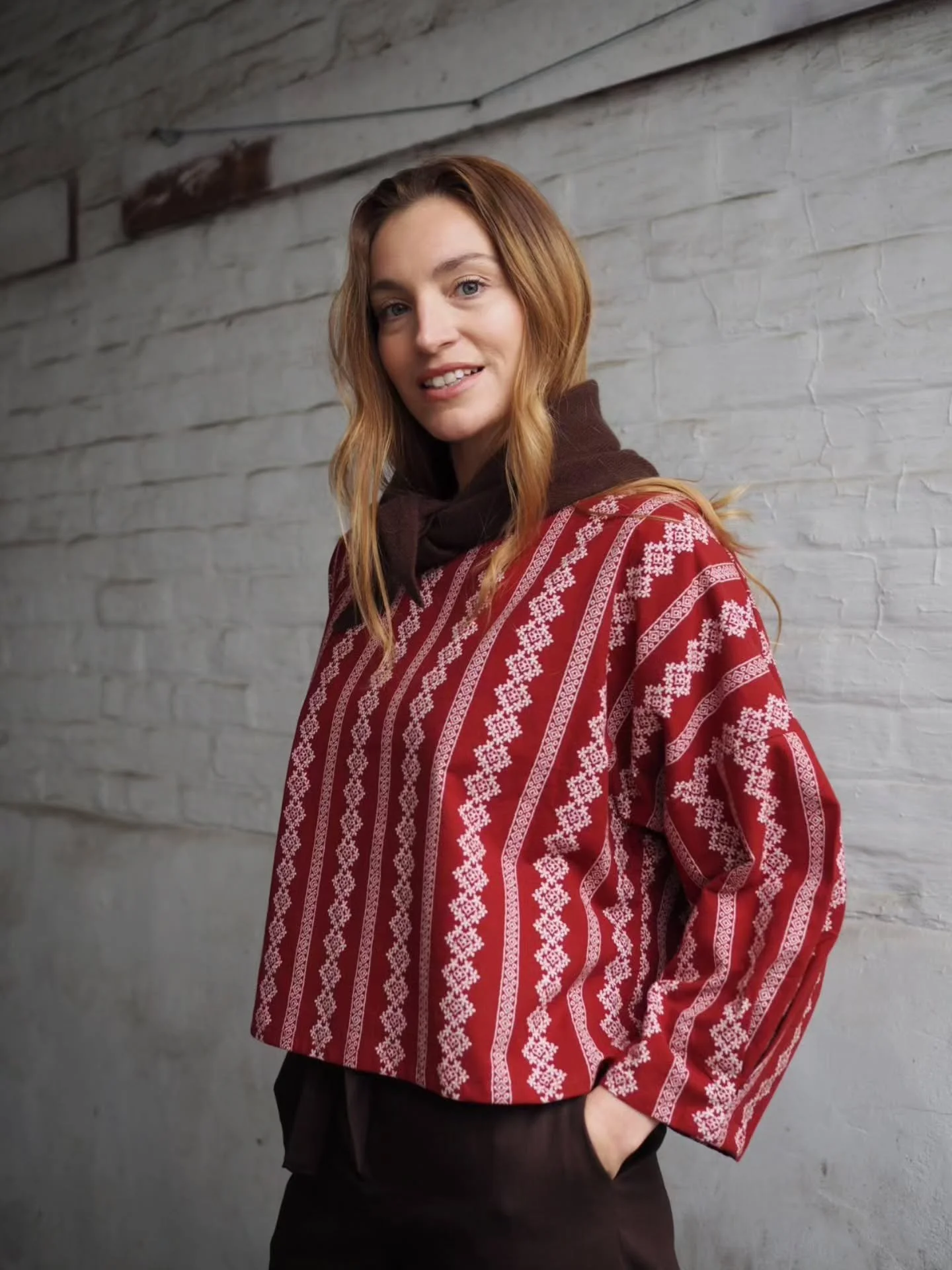 You've been loving our party season ready-to-ship capsule collection, which means we have just a few left of each item in our three festive (and beyond!) fabrics. This top is the only one we have made in our Red Folk Print cotton; we also have dresse