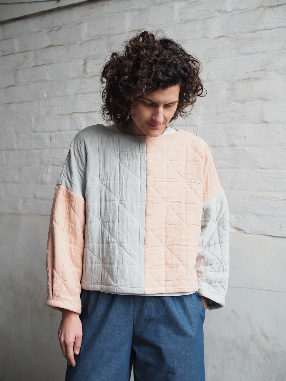 Elsie Jumper - Plaster Pink & Sage Grey - Small - ZERO WASTE