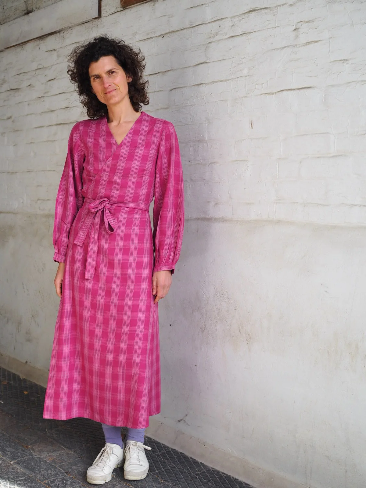 Winnie Wrap Dress (Puff Sleeve) - Pink Plaid - WAITLIST