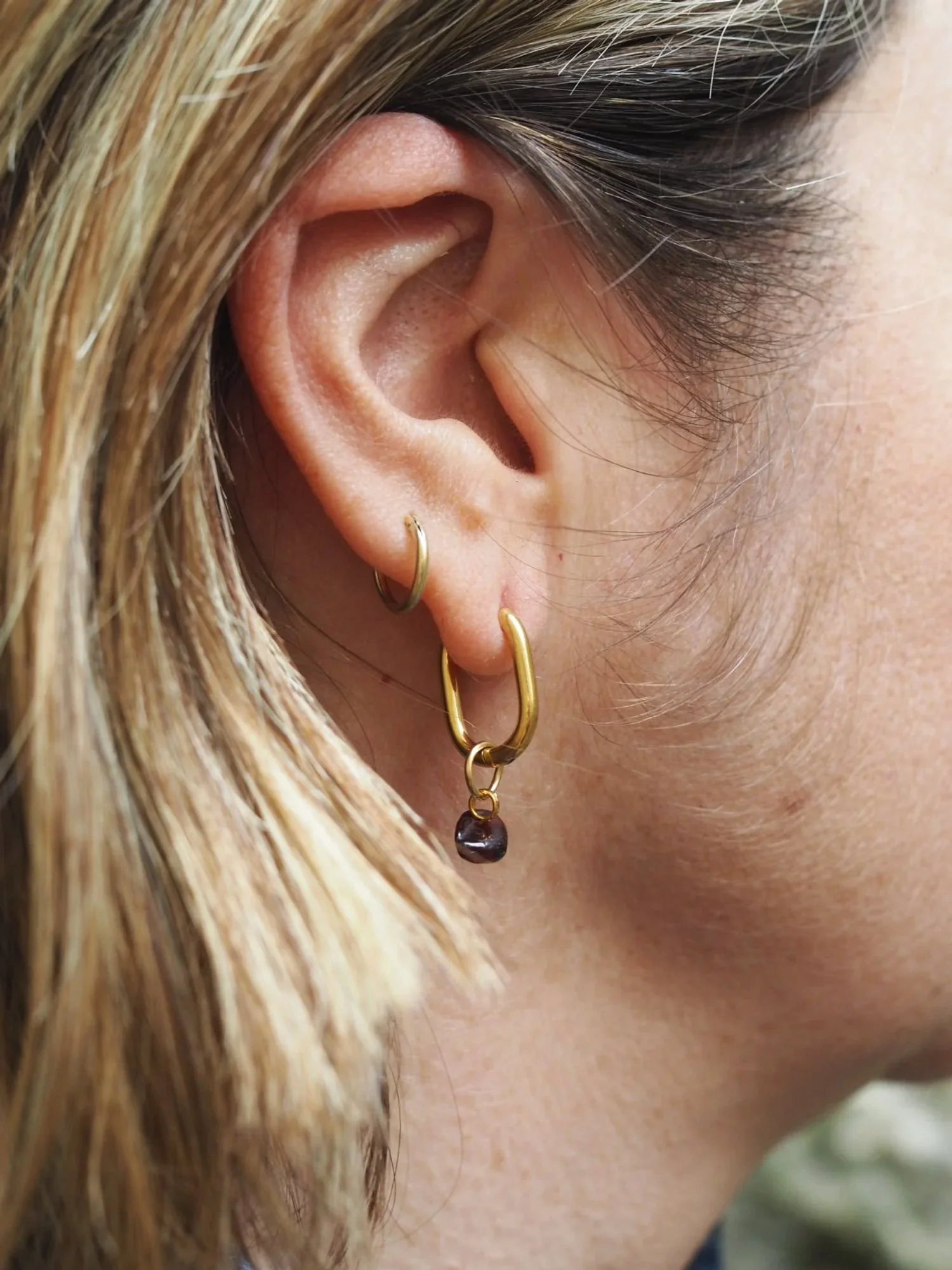 Semi-Precious Stone Charm Hoops - ZERO WASTE