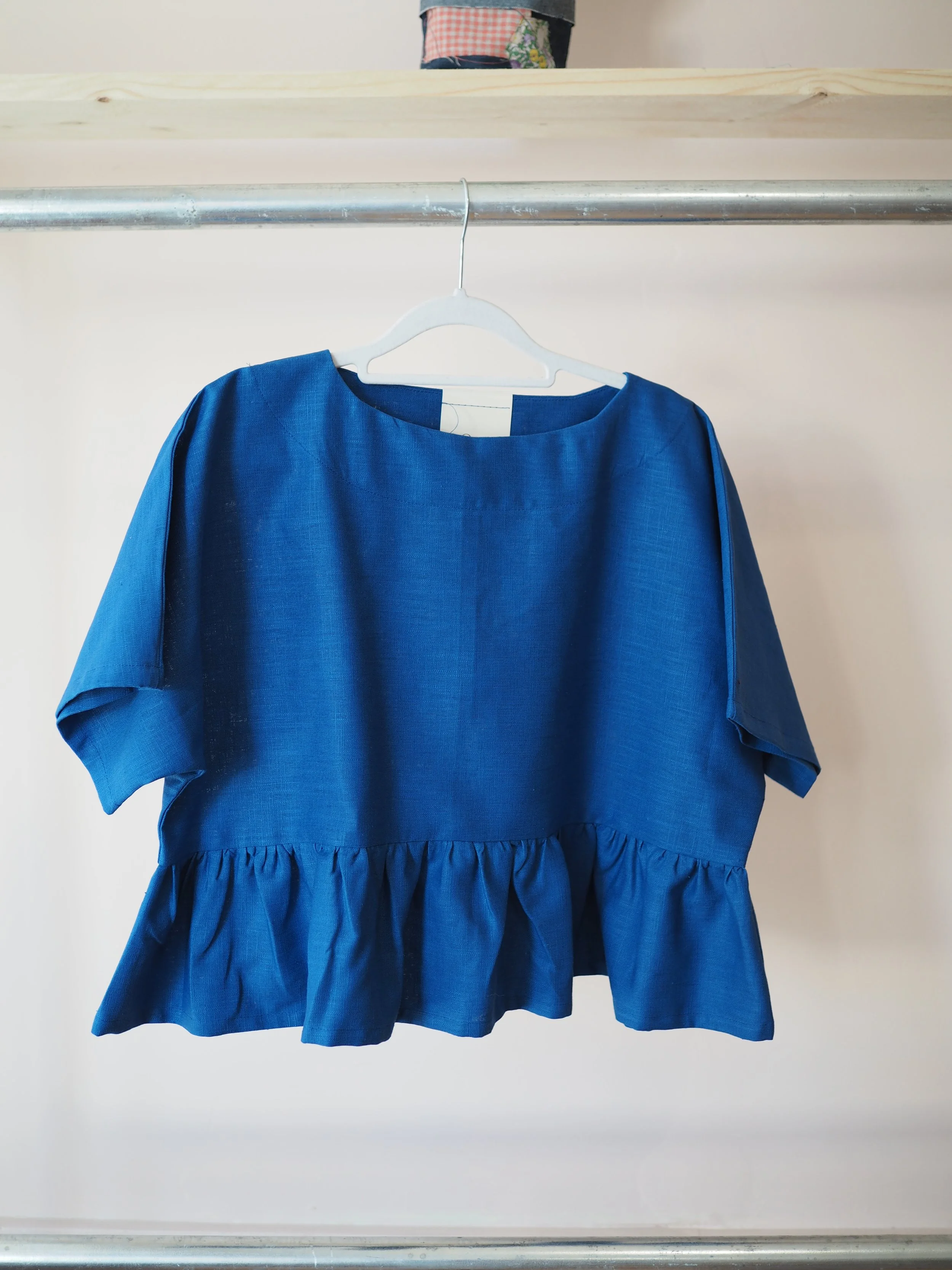 Nellie Top Short Sleeves - Cobalt Linen - Various Sizes - ZERO WASTE