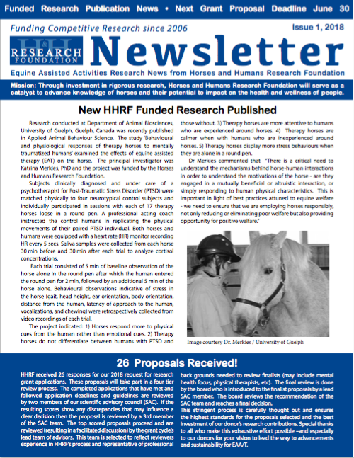 HHRF Print Newsletter Issue 1, 2018