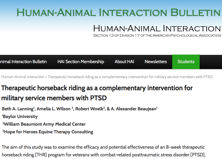 Therapeutic Horseback Riding as a Complementary Intervention for Military Service Members with PTSD