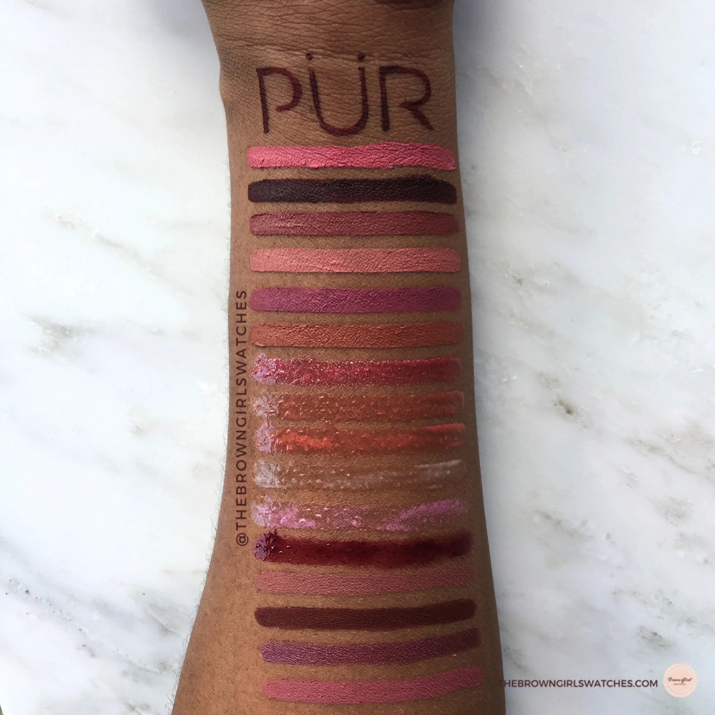 From Top to Bottom: Addiction, Obsessed, Dutty Wine, Innocent, Oh Bae, Ever After, FBF, Arm Candy, Smarty Pants, Squad, DIY, Heart Breaker ,Rebel, Teddy (lip liner), Vamp (lip liner), Power trip (lip liner), Low key (lip liner). 