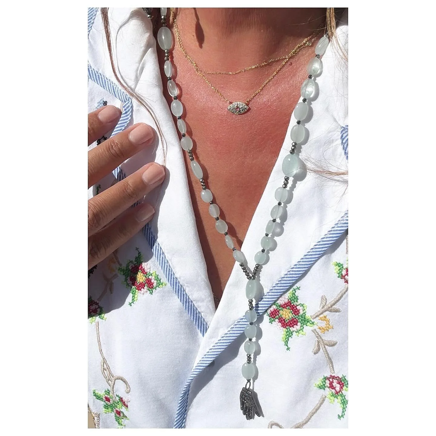 ROSARIO ACQUAMARINA chapelet en aigue marine, pyrites et main JEZABEL en diamants 📿 || FW 25/26 📷 @goodbye.studio