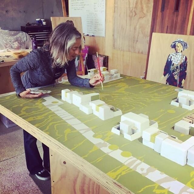 Painting Kevin&rsquo;s architectural model for Baja Sage ✨🌵🏡 🌊✨ #collaborativeart #modernarchitecture #communityproject #farmcommunity #pescadero #architecturalmodel #handmade #hechoamano #hechoenmexico #hechoenmexico🇲🇽 #acrylicpainting #acrylic