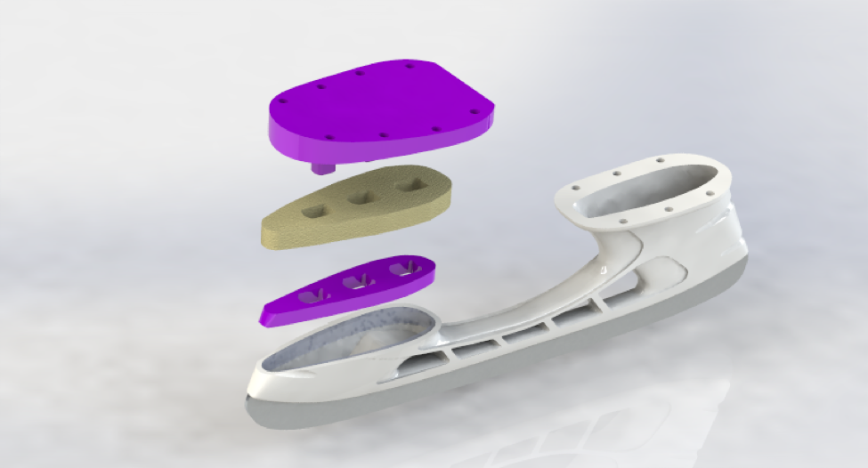  Exploded view of the design. The slots are clearly visible, and you can see the tip of one fin on the top-most part. 