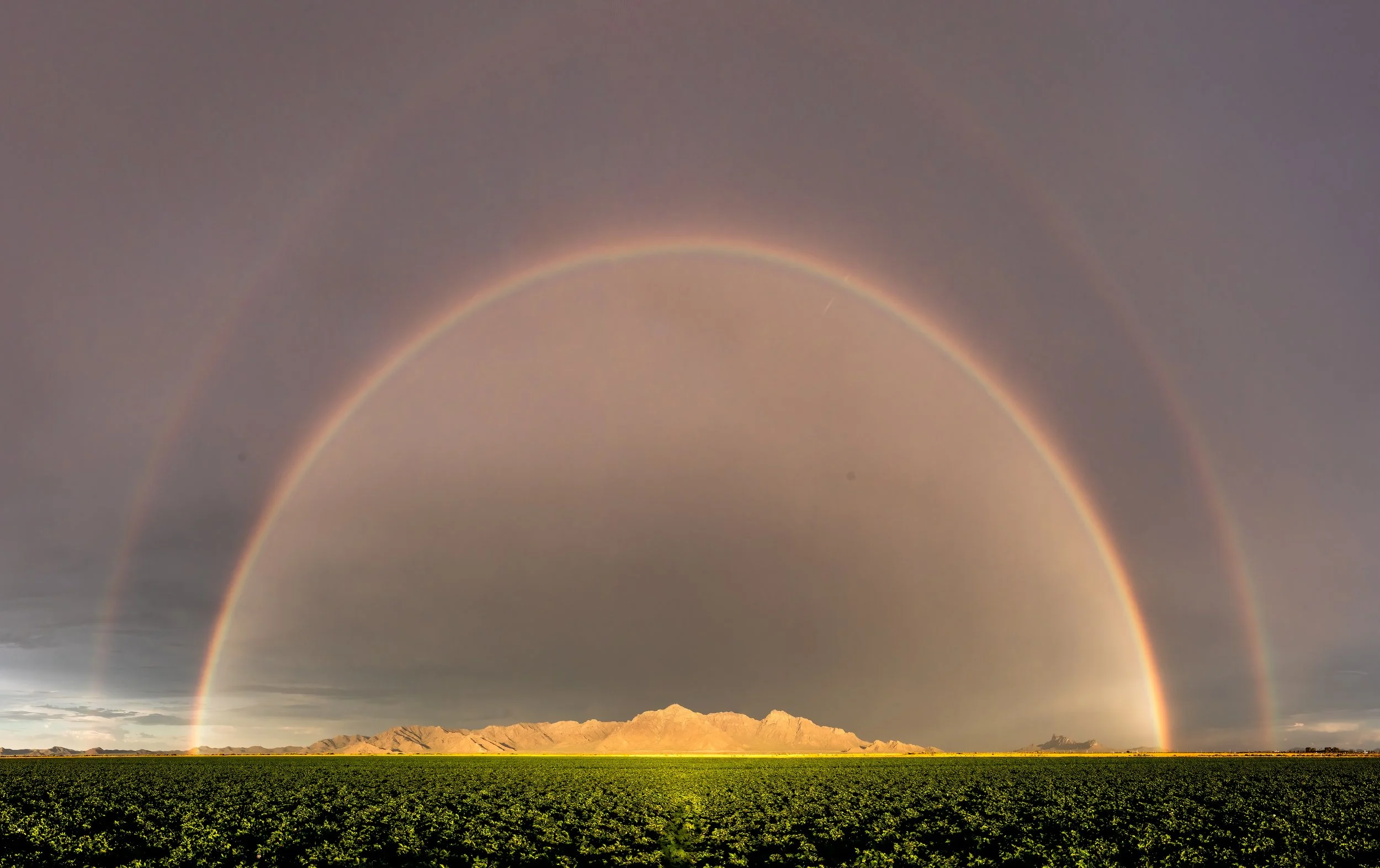 Arching Rainbow w Picacho, Eloy, AZ