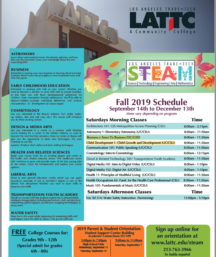 Fall 2019 STEAM Academy Program (FREE) — West Angeles EEP