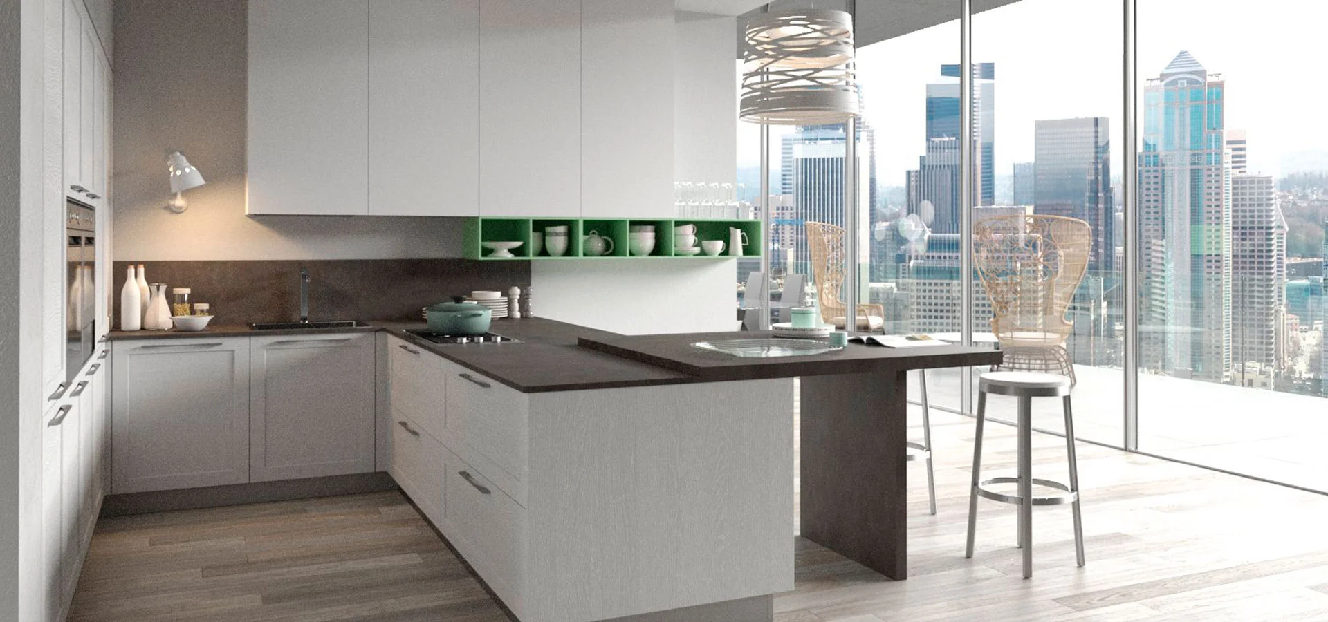 A beautiful kitchen with an equally breathtaking view…