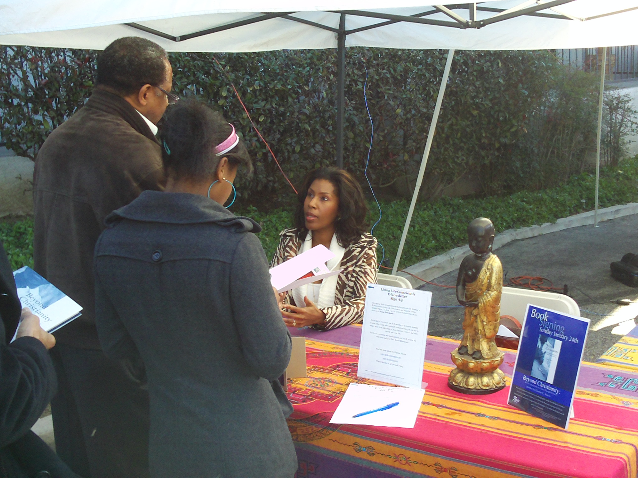 My Book signing at Agape International Spiritual Center in Los Angeles.  Visitors joined me after my talk on my first book,Beyond Christianity: African Americans In A New Thought Church