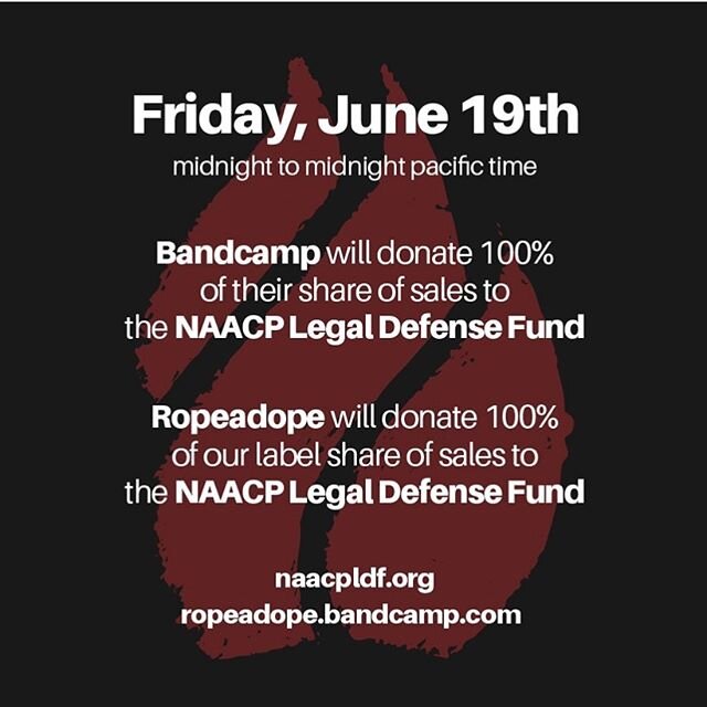 Get onboard! You can get both our @ropeadope releases and 100 percent of the money will go to @naacp_ldf. #blacklivesmatter #resist @kokayi @kebbiwilliams #jjjohnson #tylergreenwell #timlefebvre #kebbiwilliams