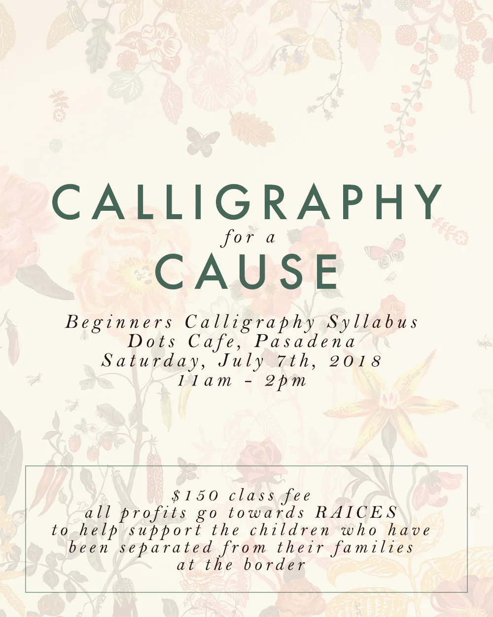 Calligraphy For A Cause at Dot's Cafe, Pasadena