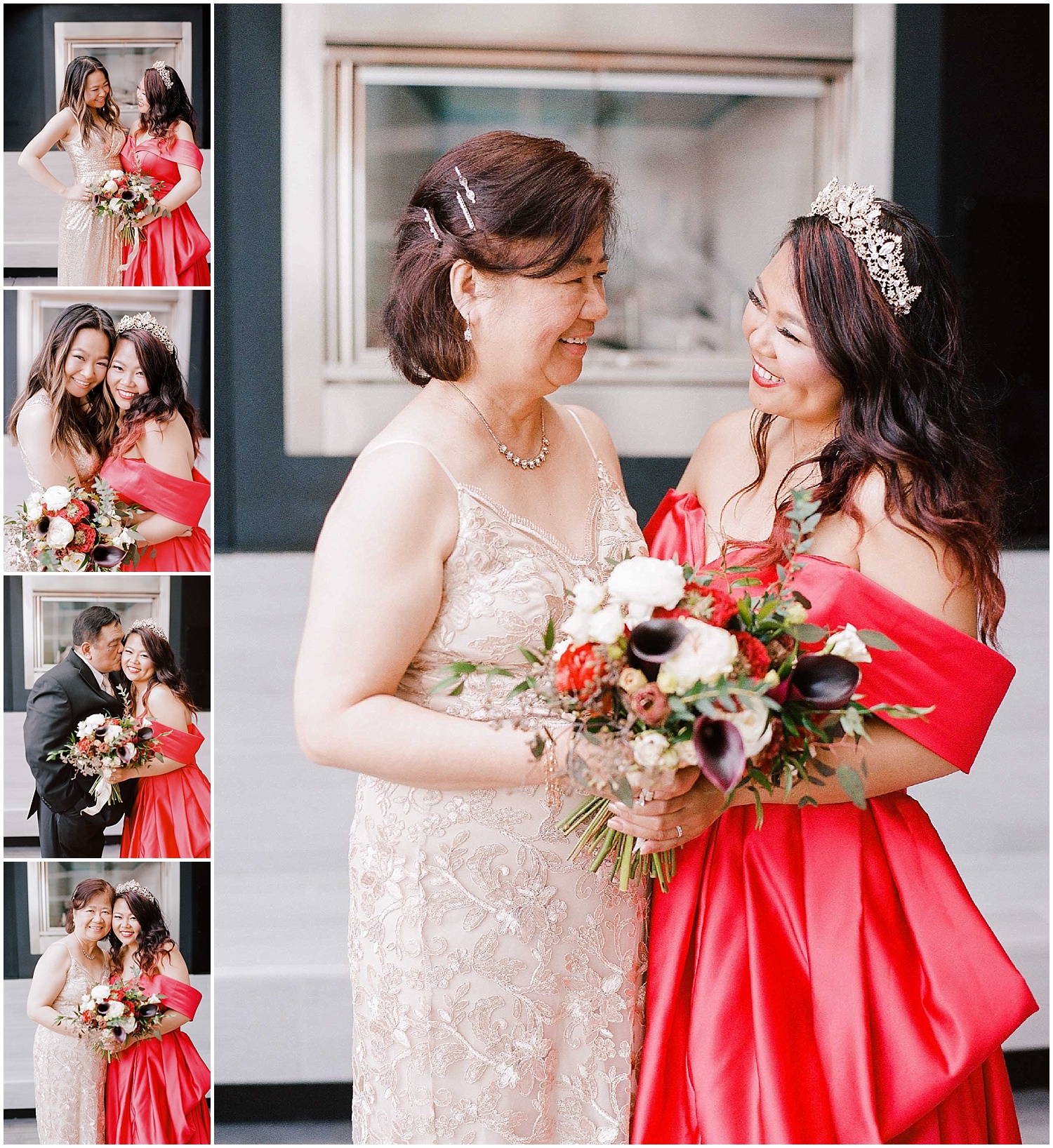 bride and groom with family at their intimate wedding in hoboken new jersey at the W Hotel