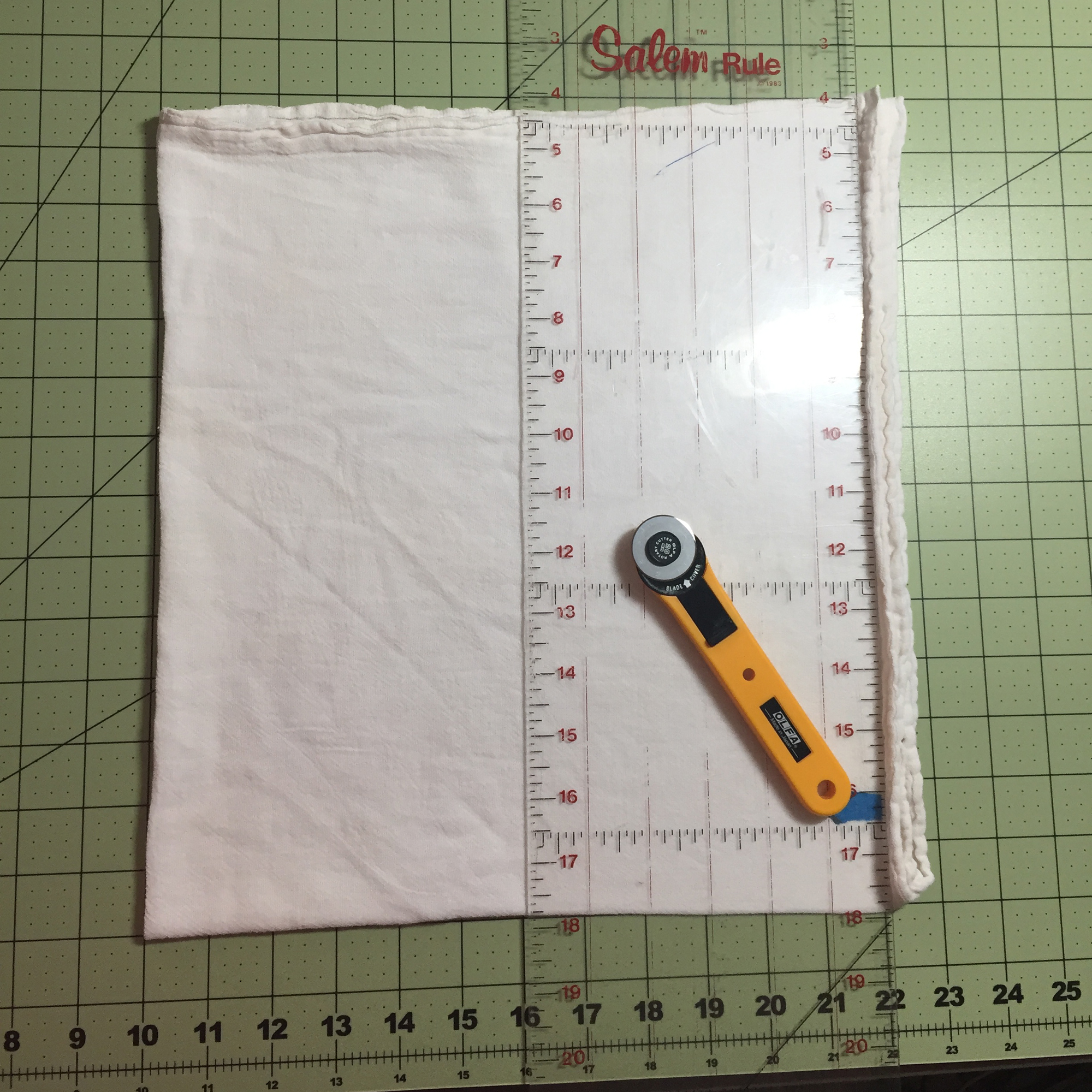You can see here the top and right edges I'm about to cut off.