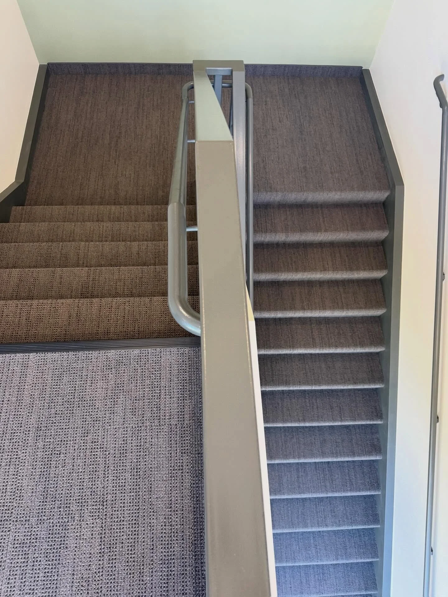 Gray Textured Commercial Carpet on Steps- Boucle by J&J