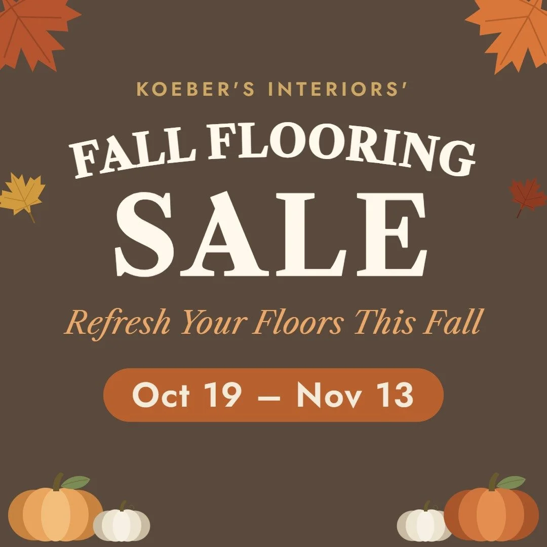 Koeber's Interiors Fall Flooring Sale, October 19 to November 13, savings on carpet, hardwood, LVP, laminate and Hunter Douglas window coverings in Beaverton, OR