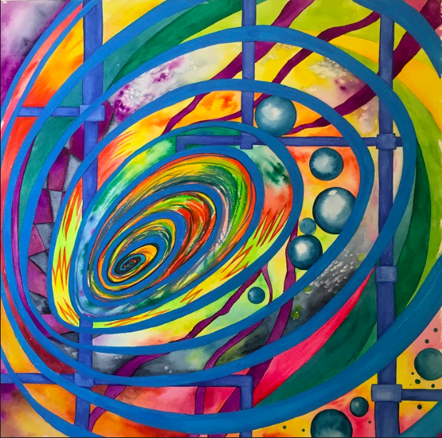 BLUE DISSONANCE | WATERCOLOR AND MIXED MEDIA | 24X24