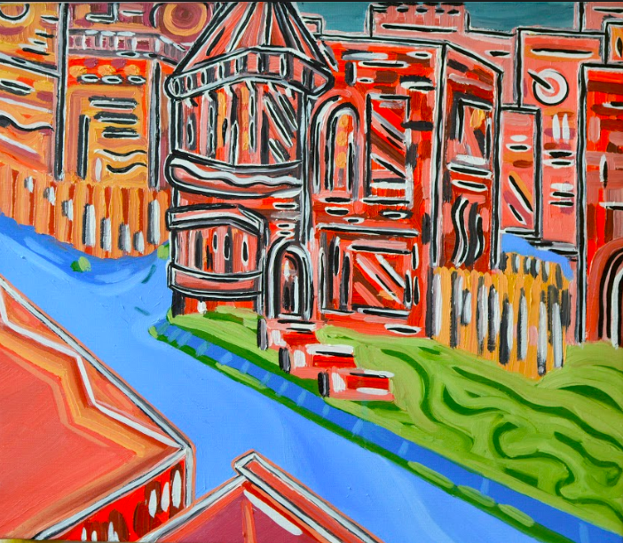 FLOODING ON A FRIDAY (NEIGHBORHOOD 3H) (TOWER GROVE) | OIL ON LINEN | 24X 28.5