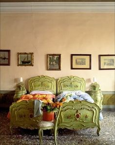 Twin beds  - green shoved together.jpg