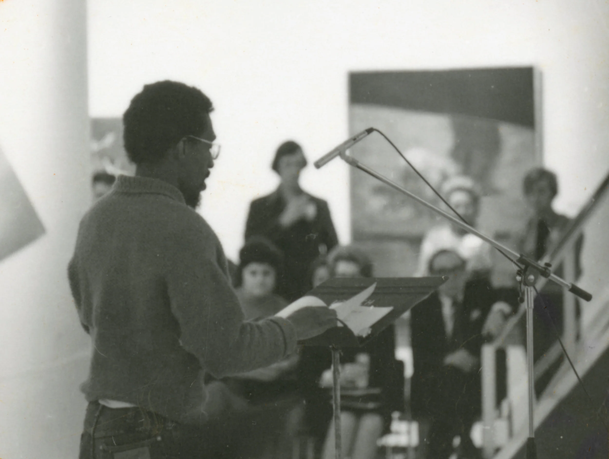 Julius Eastman performing at the Knox Albright Gallery May 5, 1973. Photograph by Edward Kirstein