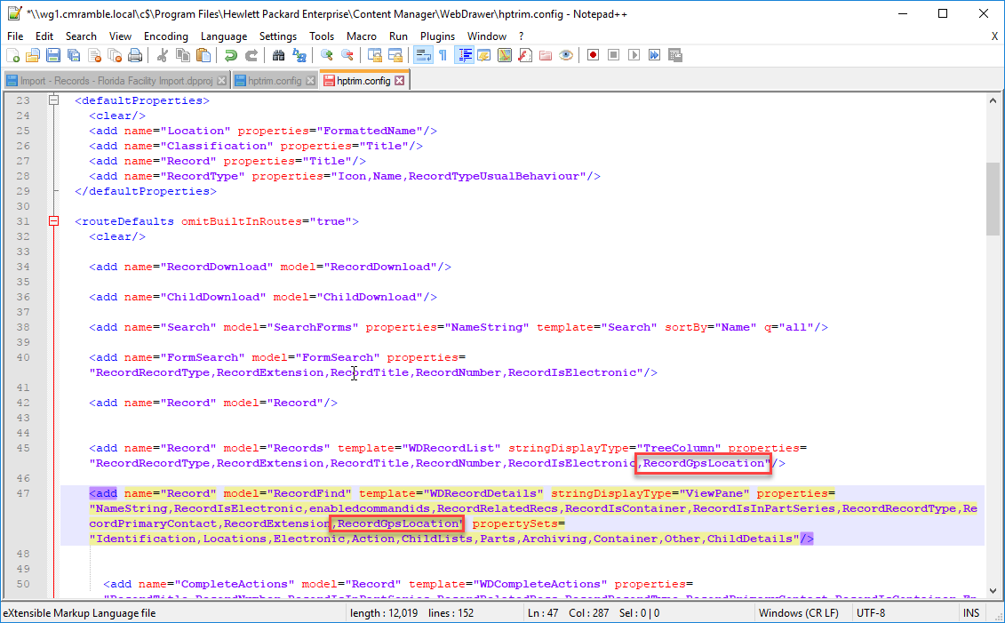 Note that this is the webdrawer configuration file of a remote server