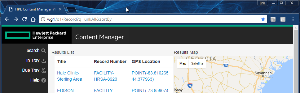 Webdrawer results page with UI
