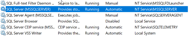 SQL Server is set to use a virtual network service account