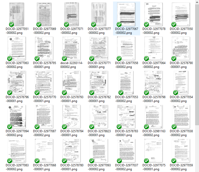 Thumbnails selected based on extracted image size (cover sheets are mostly white space and therefore smaller in size)