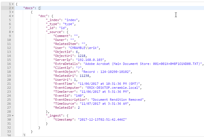 Result of posting to the pipeline simulator