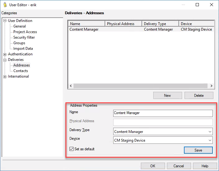 Note that user addresses can be automatically attached via a command manager script
