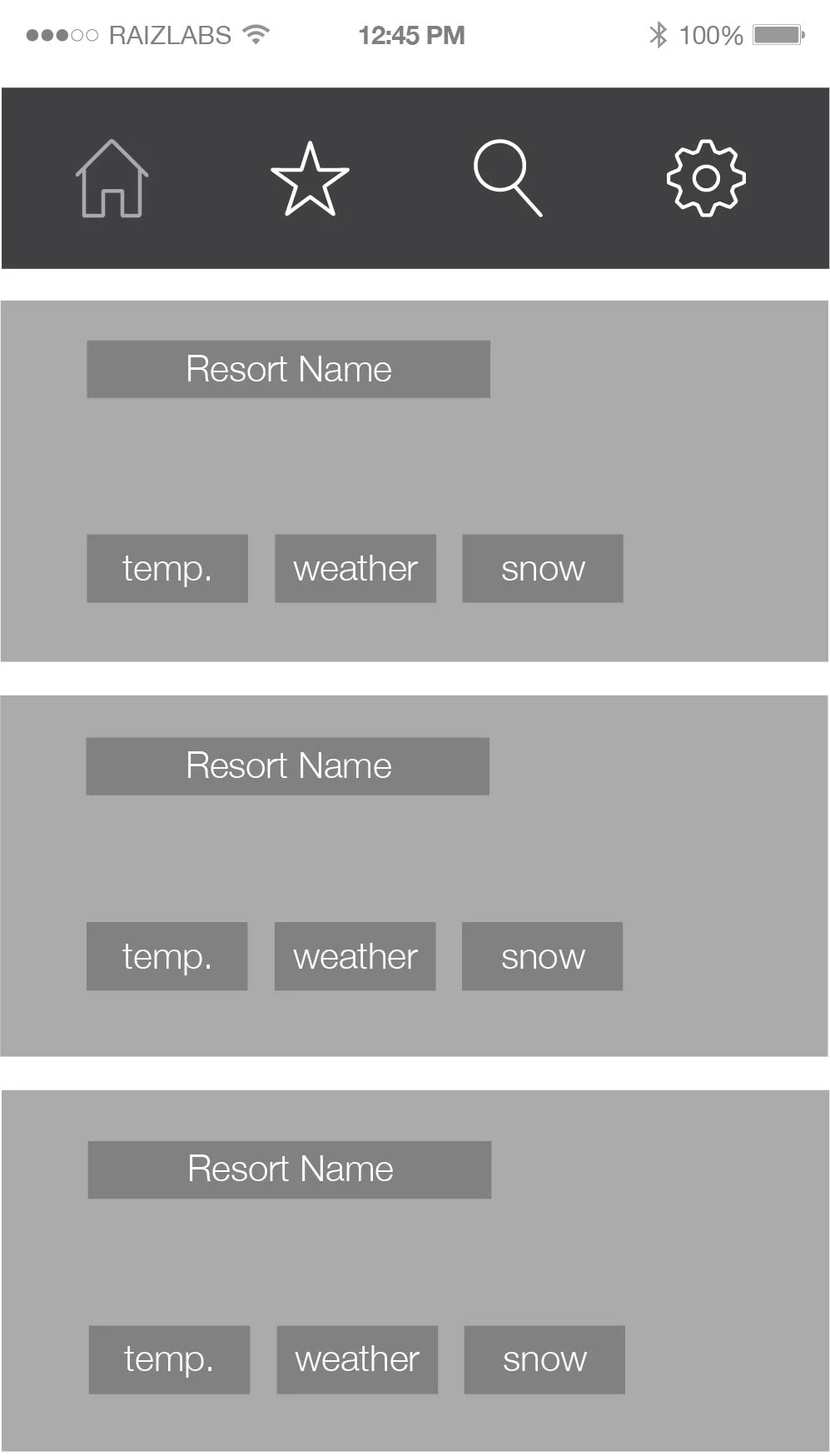 Initial digital wireframes for user testing