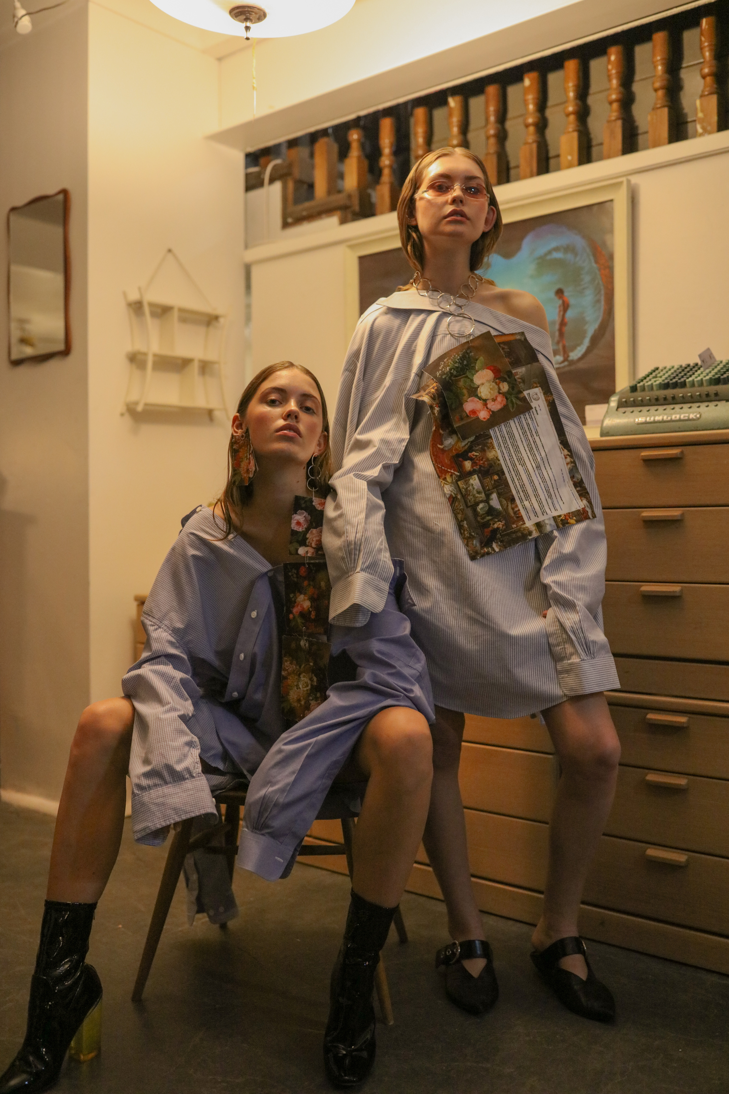 Sarah & Kymberley wear Samantha Diorio & Jake Paraskeva necklace/earring tags, Samantha Diorio shirts