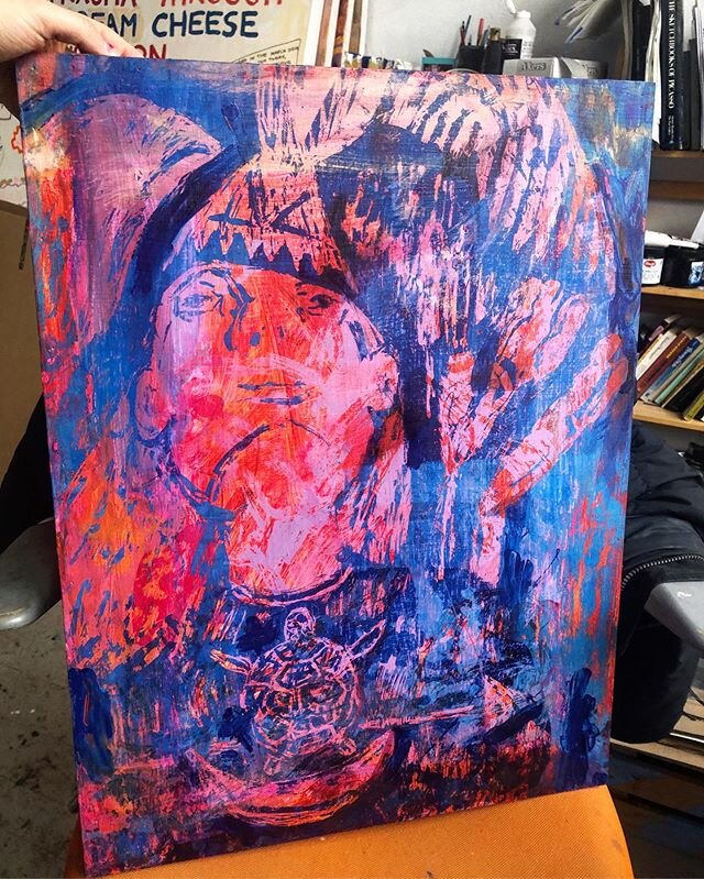 Silkscreen &amp; watercolor on wood panel 🌈
.
.
.
.
.
.
.
#painting #printmaking #art #instadaily #artist #contemporaryart #artcollector #artforsale