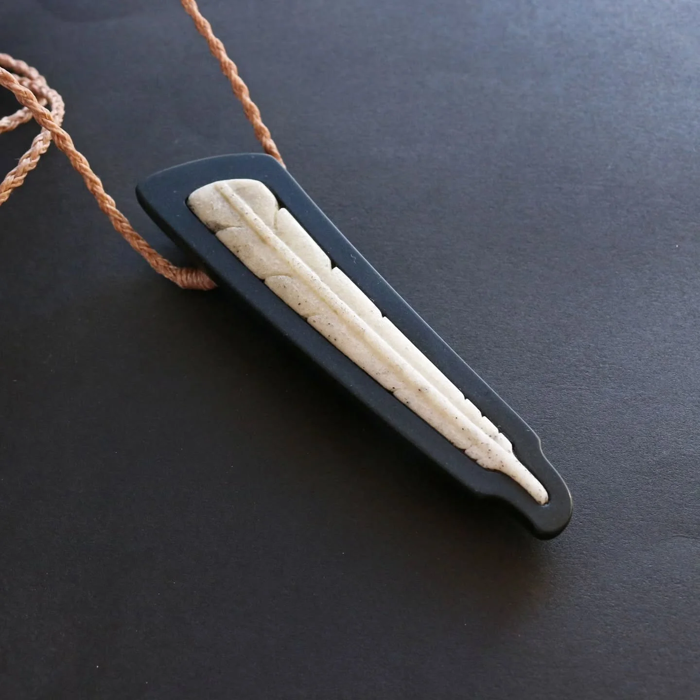 Here's a piece that I can only describe as a second, albeit one that I really like. This Toroa feather was an experimental piece that didn't go quite as planned due to not putting enough thought into how I would glue it. Consequently I wasn't as happ