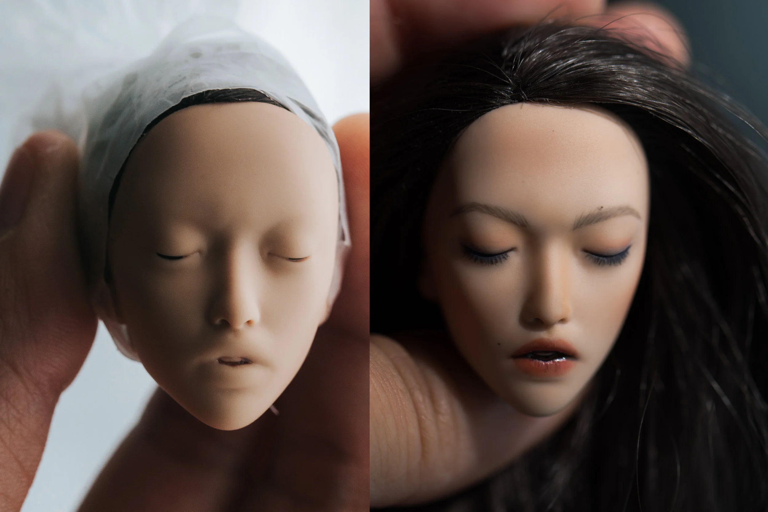 Don’t judge me too hard, I think this is only the second completed faceup that I have done…I am still very new to doll face painting. It’s important not to seal the face too many times because these dolls are very tiny and one of the problems I ran into was the sealant caking up and ruining all the work I had previously done.