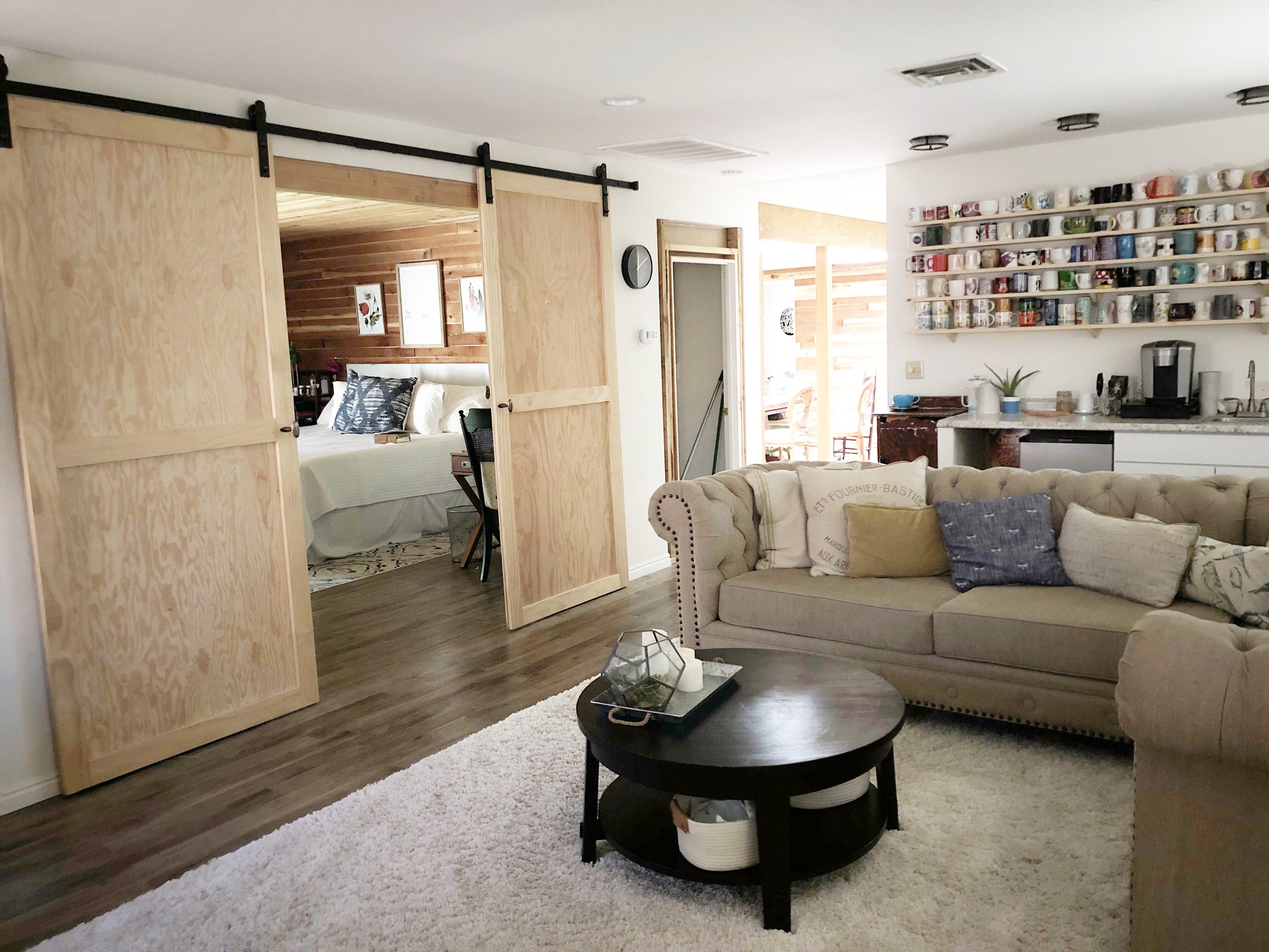 Barn Doors in Living Room Remodel After Photo 2