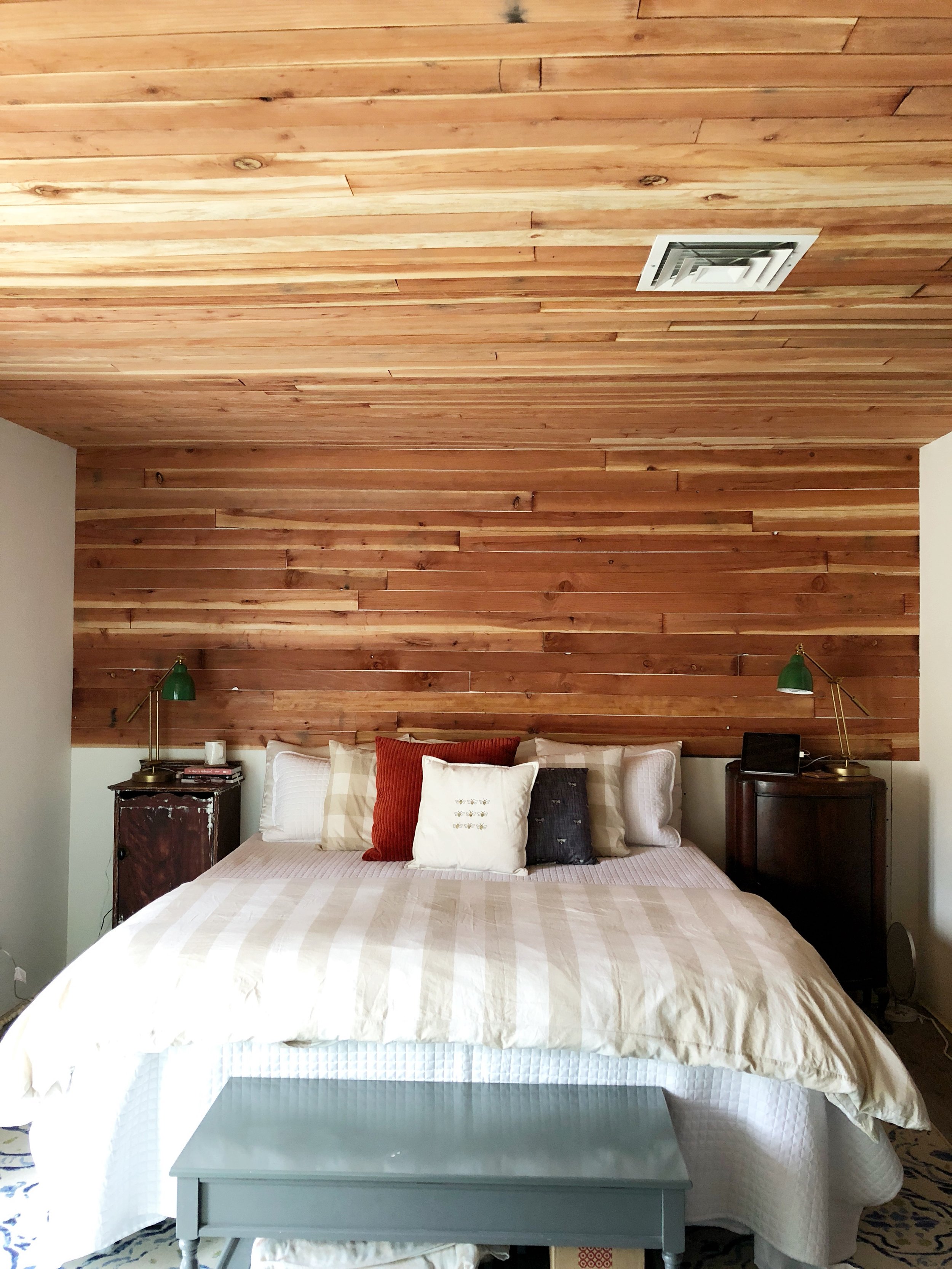 Cedar Wood Paneling in the Master Bedroom Remodel
