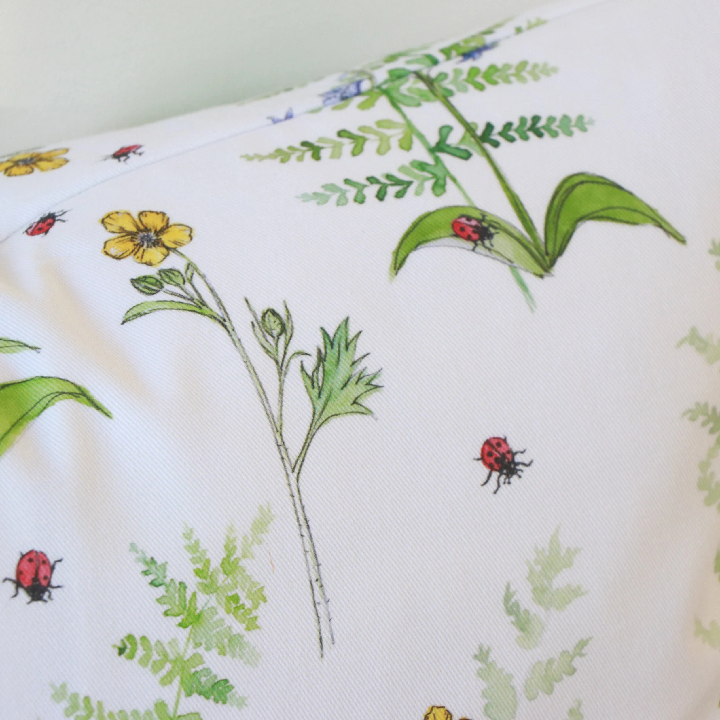Bluebell and Buttercup Cushion Cornish Design