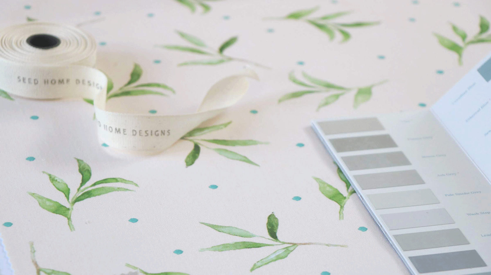 Antique Cream Olive and Polka Dot Antique Cream Seed Home Designs fabric