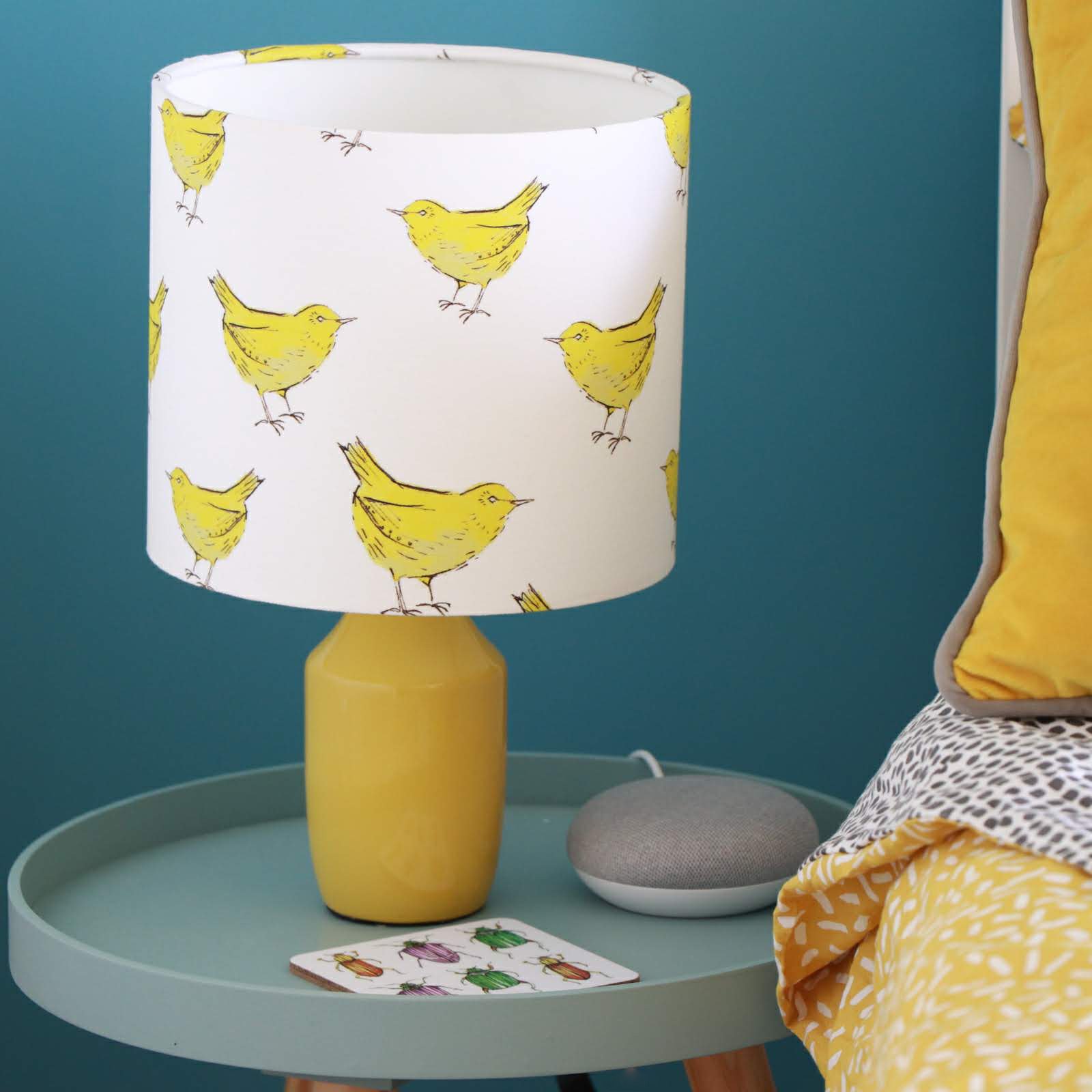 Yellow Bird Lampshade for Seed Home Designs Tween Room.JPG