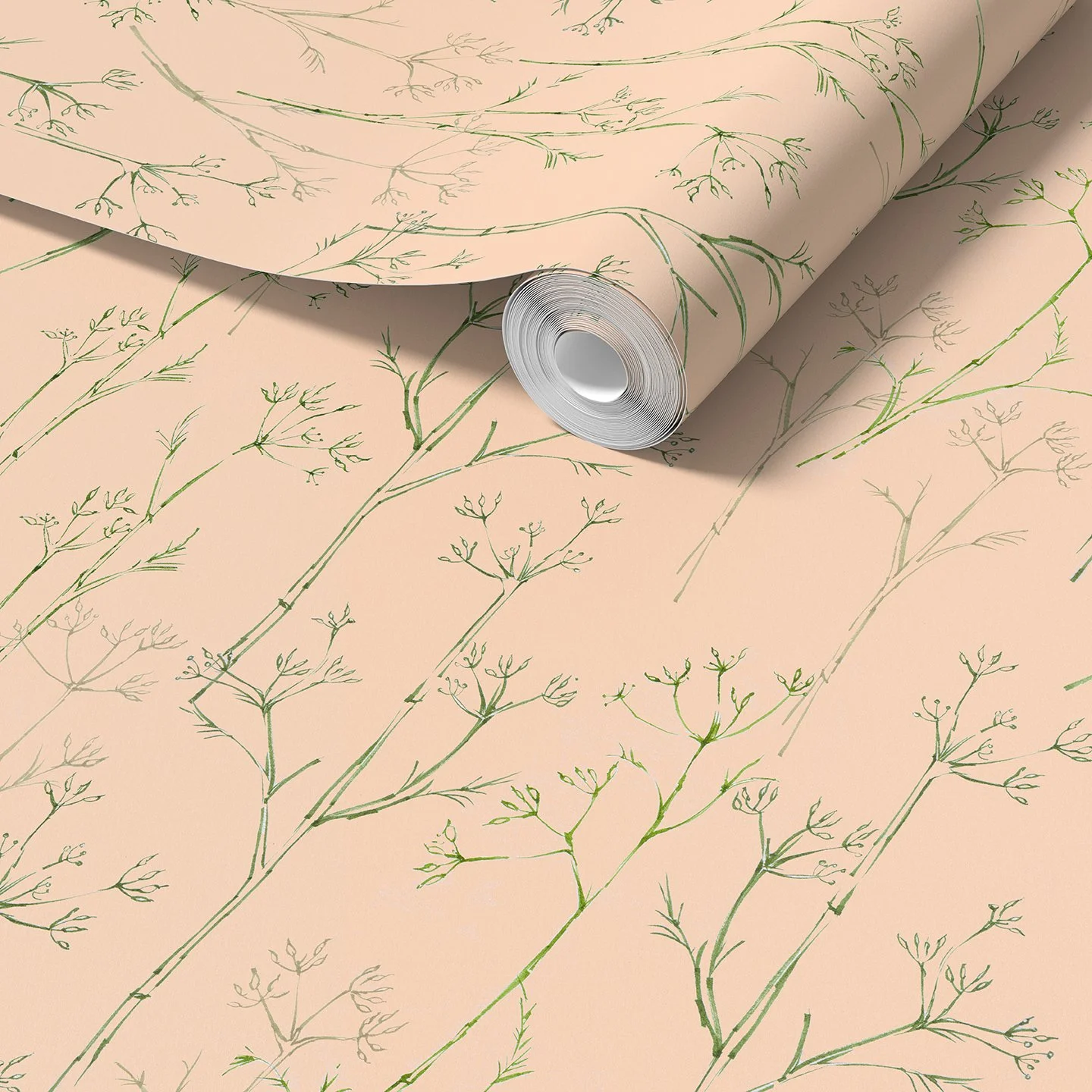 Herb Fennel-Pink Terrecotta-Eco-Friendly-Wallpaper