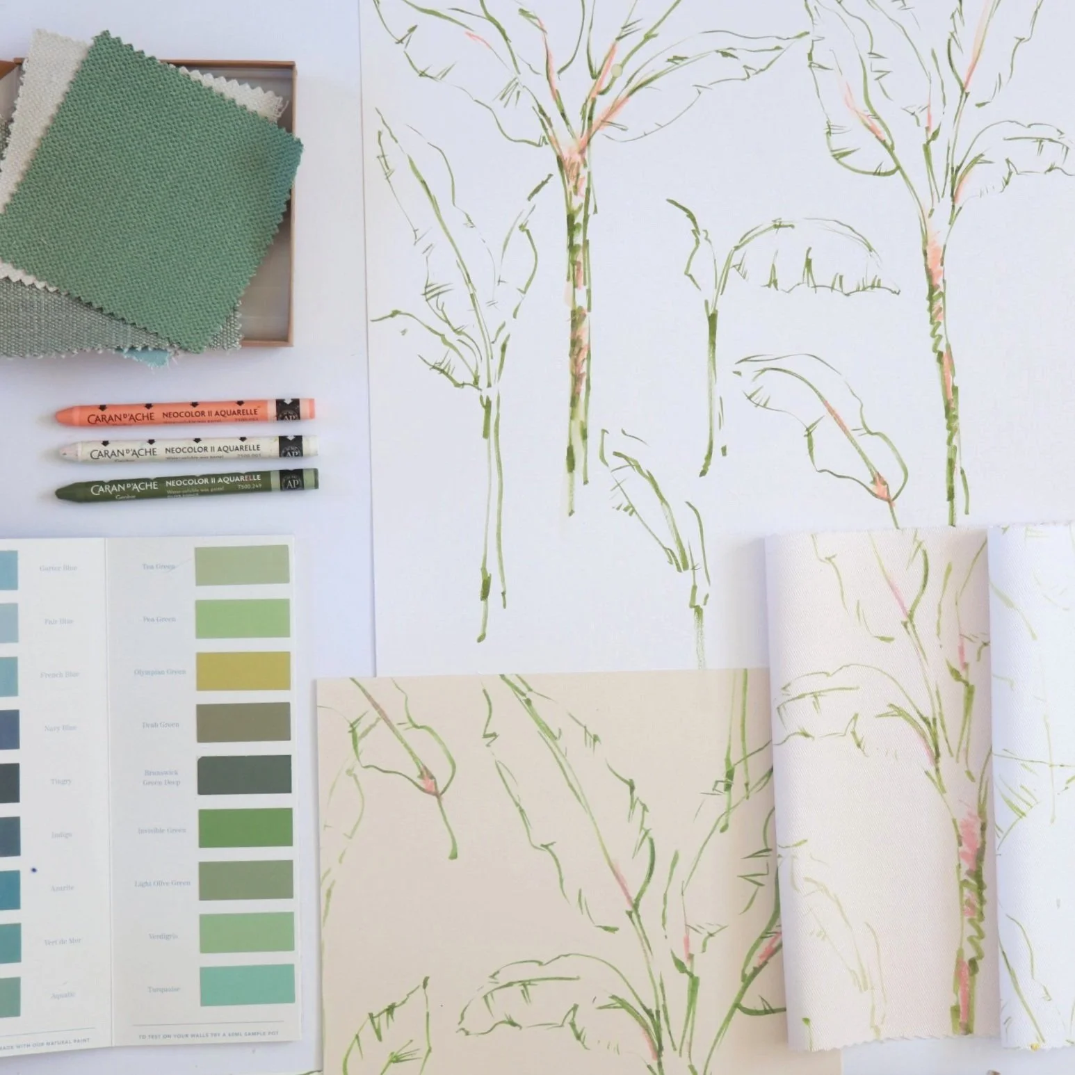 Tropical Paradise Pink Hand illustrated Wallpaper | Seed Home Designs
