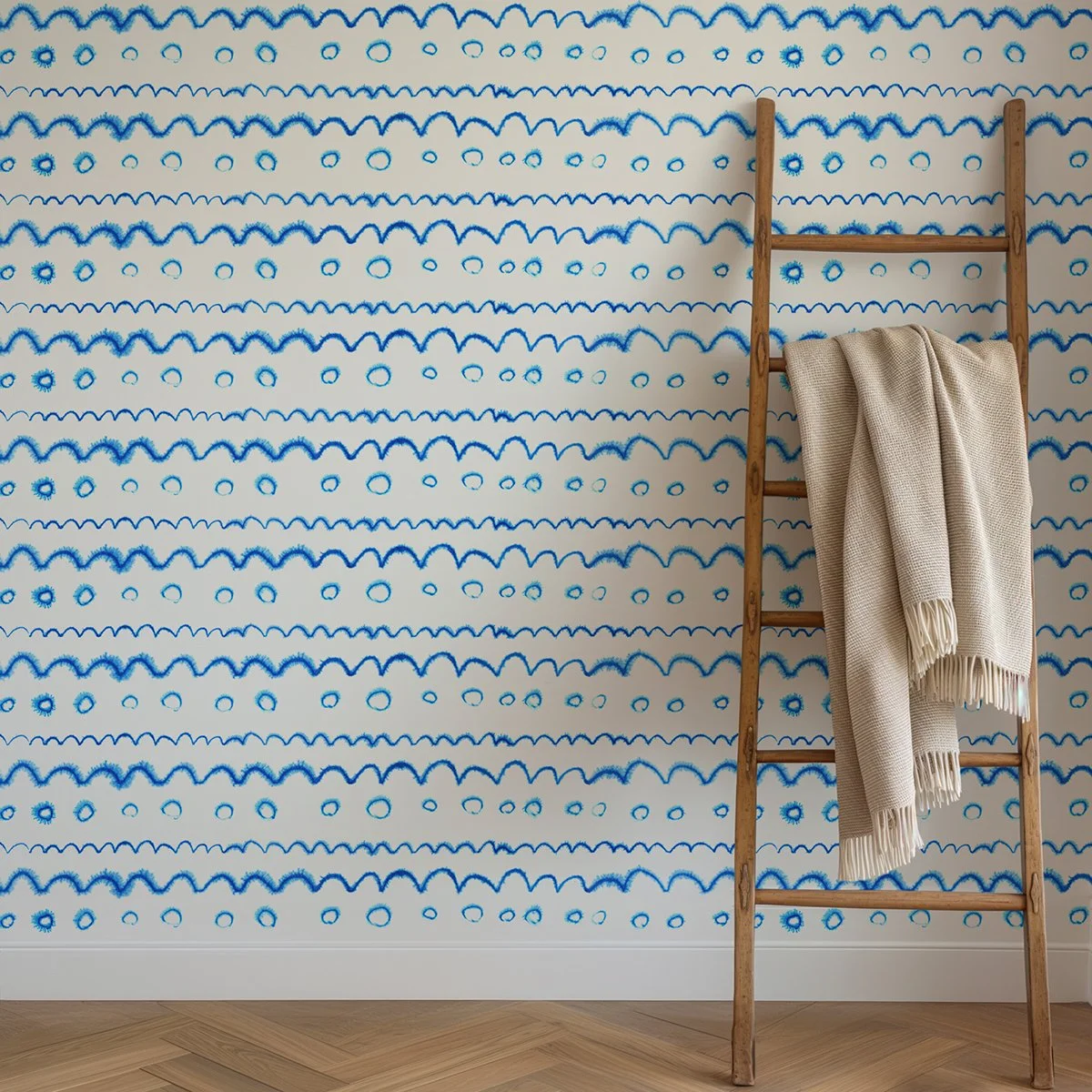 Circles in the waves blue inky eco wallpaper cornwall, uk