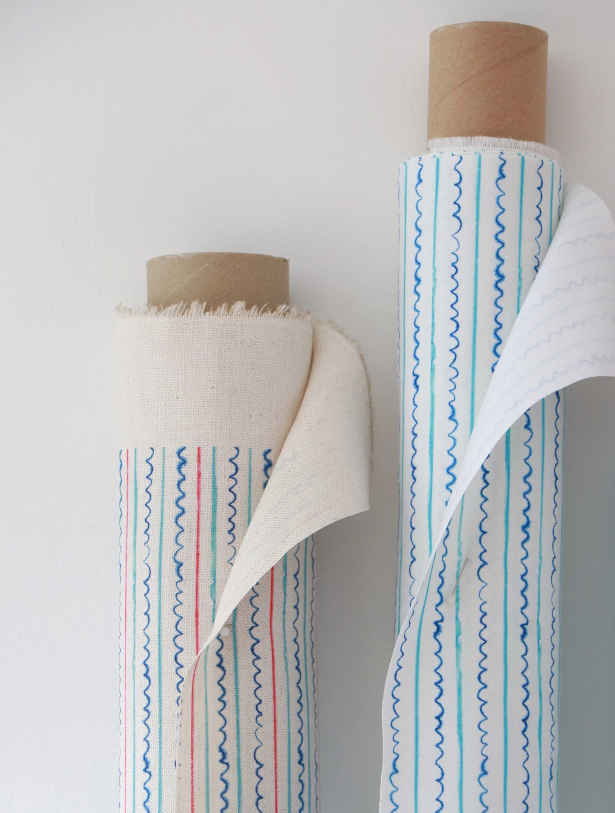 Sea Lines | Irregular Blue Stripe Fabric | Seed Home Designs