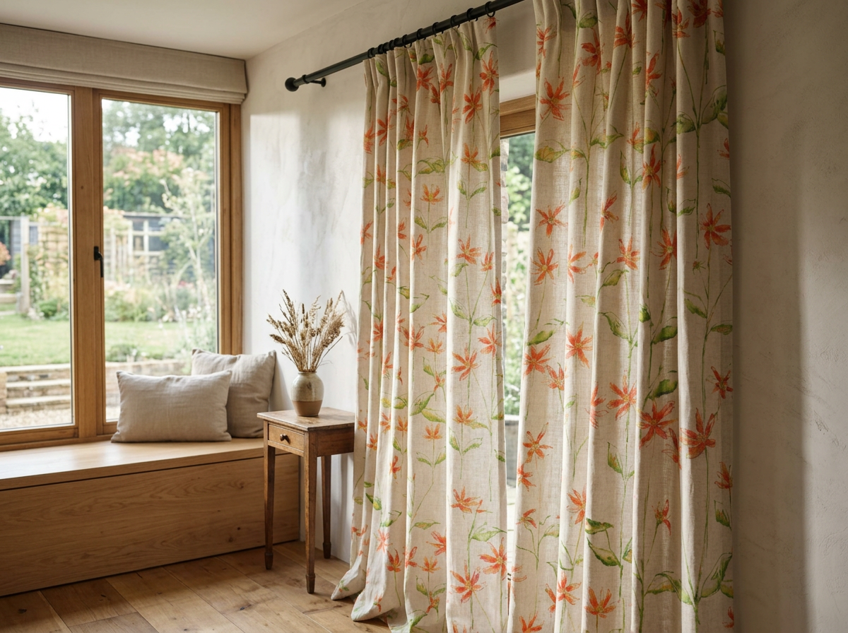 Dancing Autumn Daisies-Calico-Organic Curtains-Country Home.png