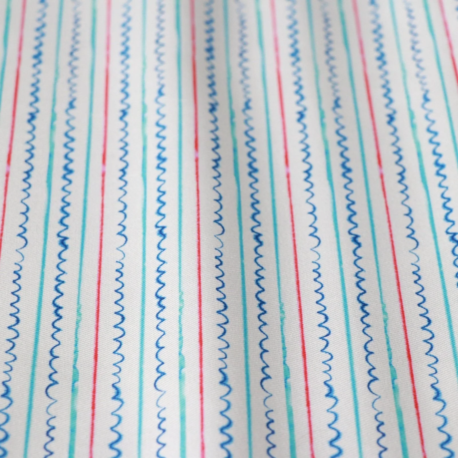 Sail Ahoy Off-White Red and Blue cotton Stripe fabric | Seed Home Designs