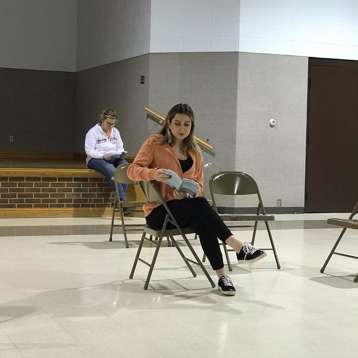 Leah Tipton (Elaine)rehearsing Arsenic and Old Lace earlier this week. Angela Runyan (Martha) is in the background. #experienceelkhartcoin #wellcrafted #communitytheatre