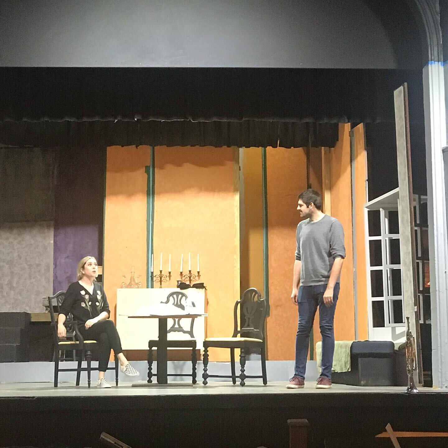 Leah Tipton and Brock Butler rehearsing Arsenic and Old Lace, opening May 13!  #communitytheatre #arsenicandoldlace #wellcrafted @experienceelkhartcountyin #experienceelkhartcoin