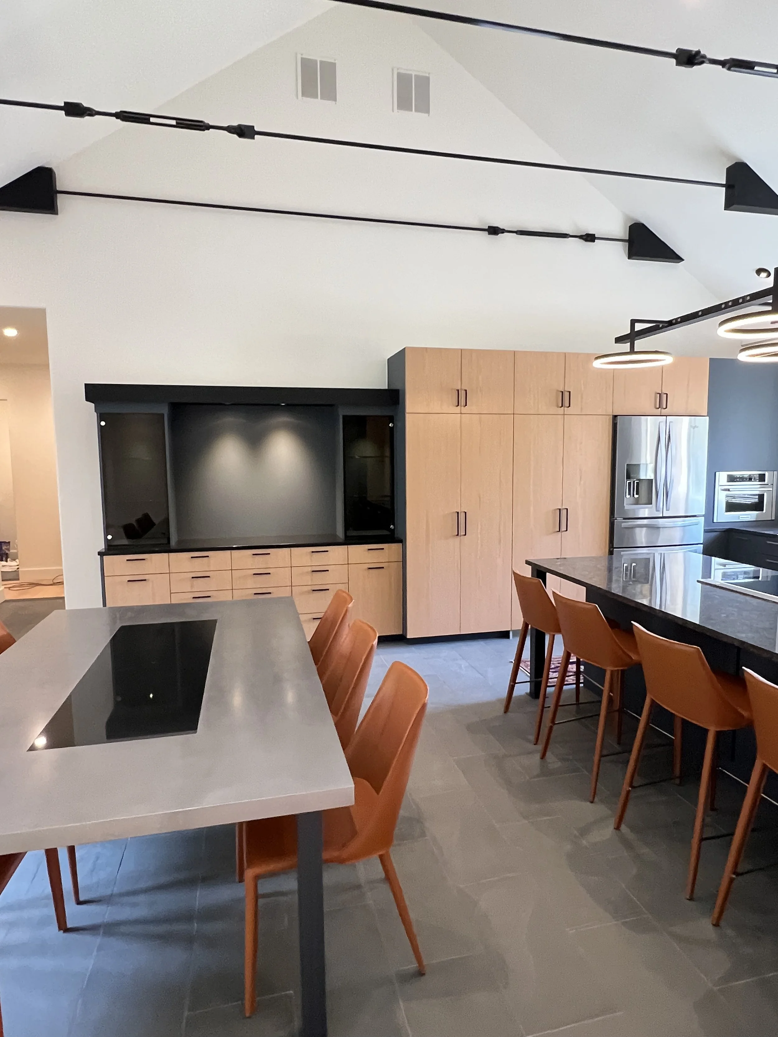 After: Finished Kitchen/Dining area, cathedral ceiling